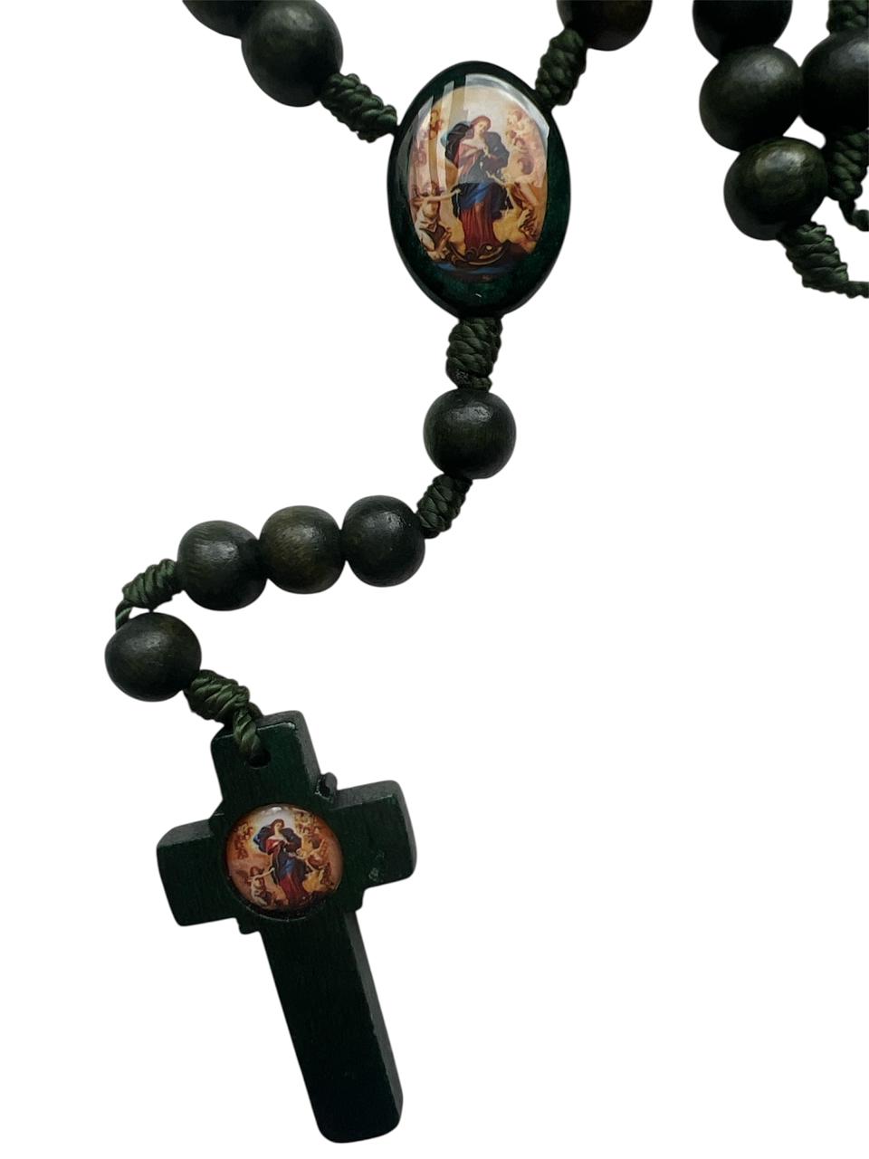 TERÇO NOSSA SENHORA DESATADORA DOS NÓS - COR VERDE MUSGO