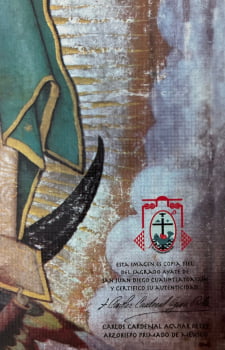 RÉPLICA FIEL EM GRAVURA DO SAGRADO MANTO DE GUADALUPE