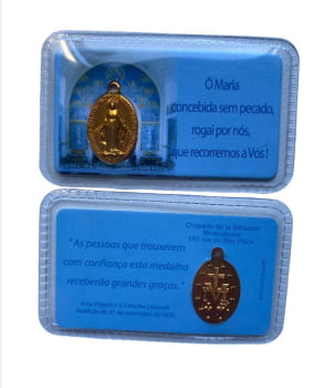 CARTÃO COM MEDALHA DE NOSSA SENHORA DAS GRAÇAS