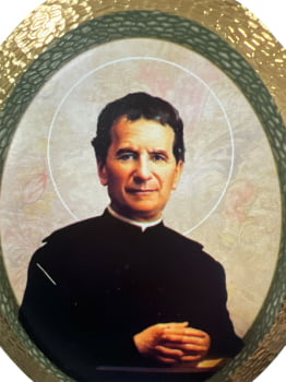 MOLDURA OVAL EM FOLHA DE OURO DOM BOSCO