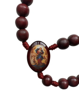 TERÇO NOSSA SENHORA DESATADORA DOS NÓS - COR VERMELHO ESCURO